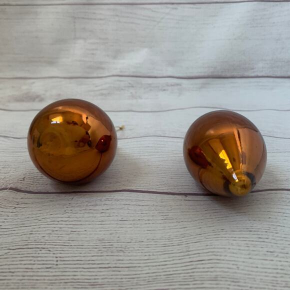 Vintage Glass Ornaments Set of 2 Brown Gold Drop Teardrop Christmas Tree - Picture 3 of 12